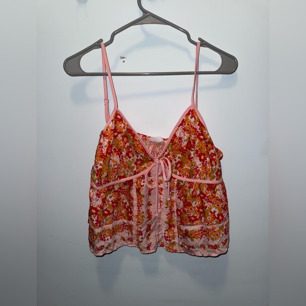 Orange and pink floral top